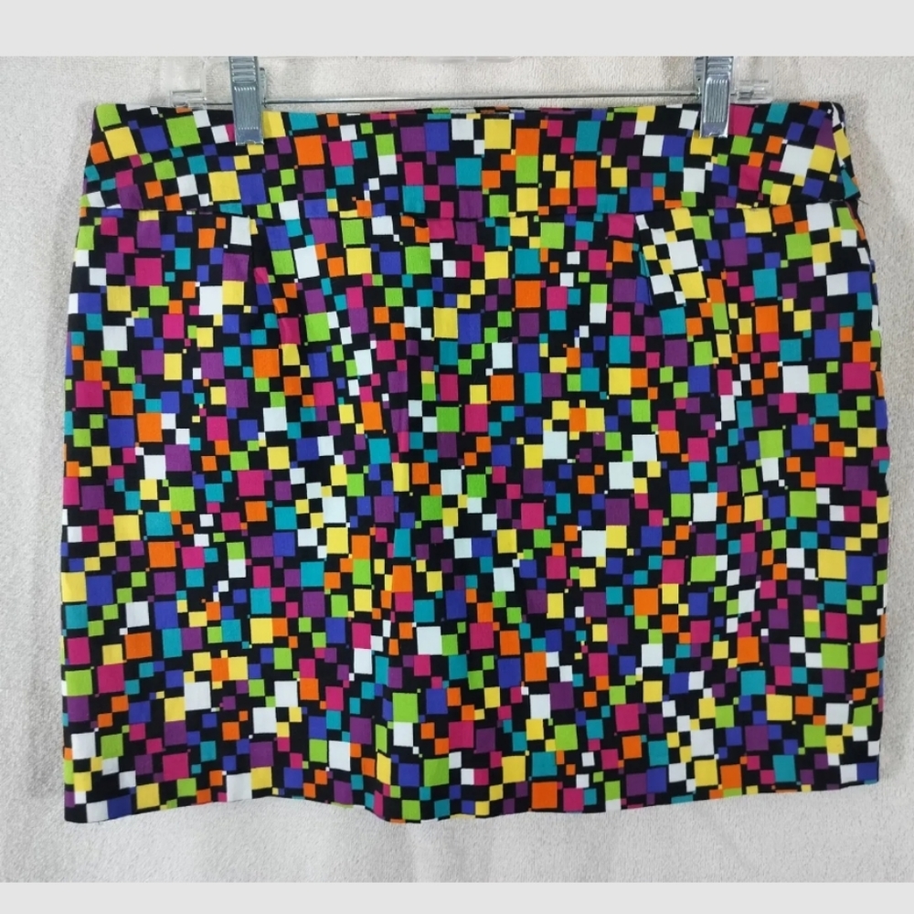 Attyre New York Multi-colored Geometric Print Tennis Skort Sz 14 EUC